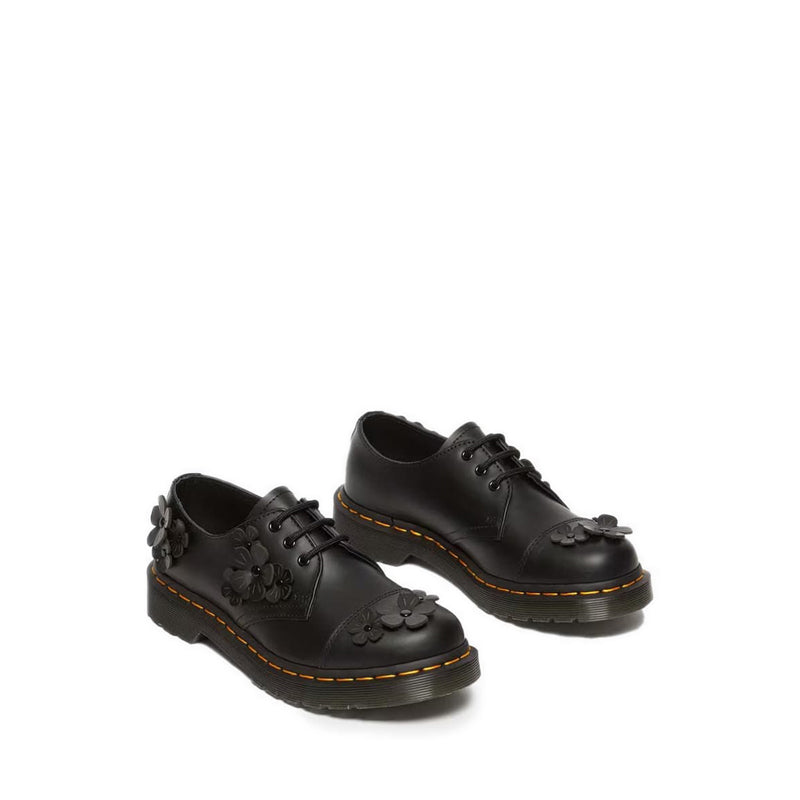 1461 Flower Applique Leather Oxford Shoes - Black