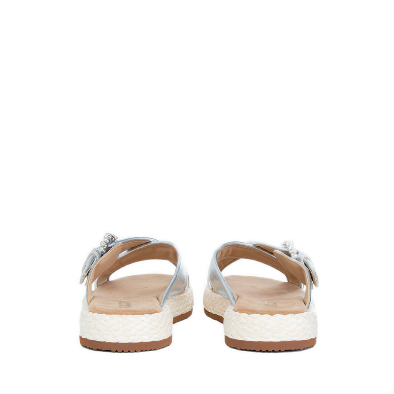 EF003-SLR Espadrilles Sandals - Silver