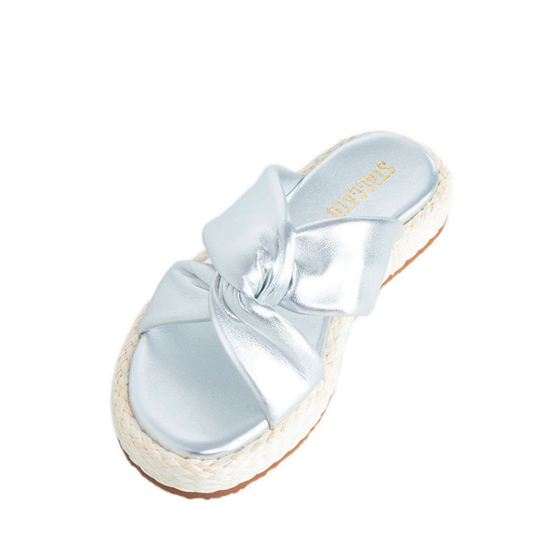 EF004-SLR Espadrilles Sandals - Silver