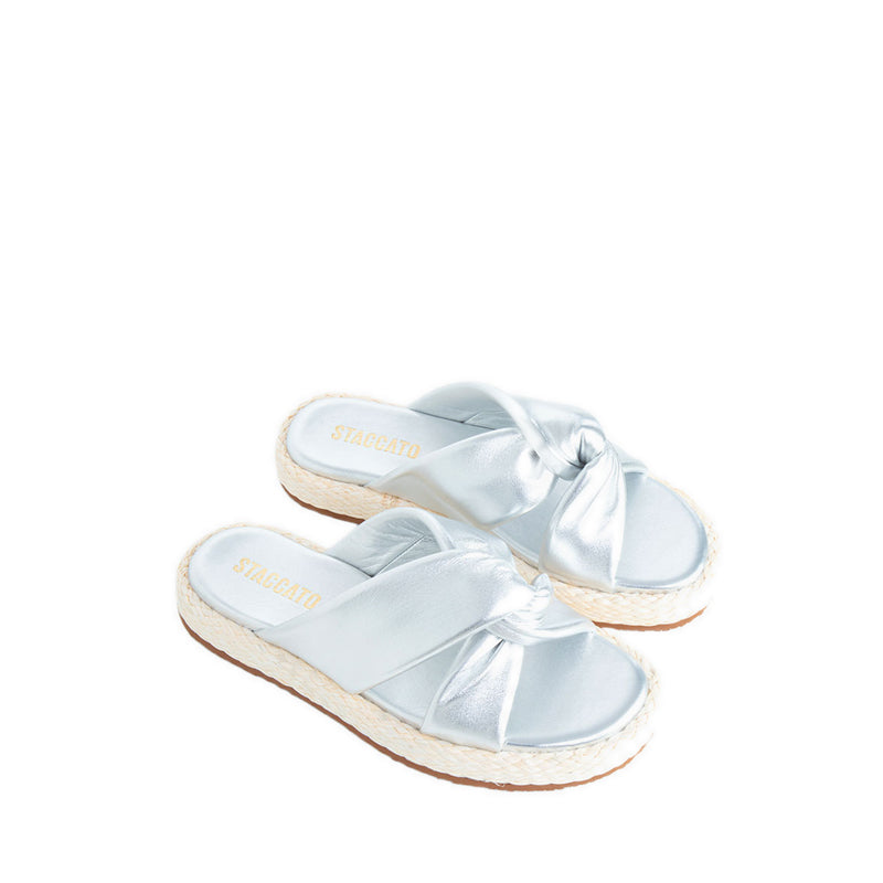 EF004-SLR Espadrilles Sandals - Silver